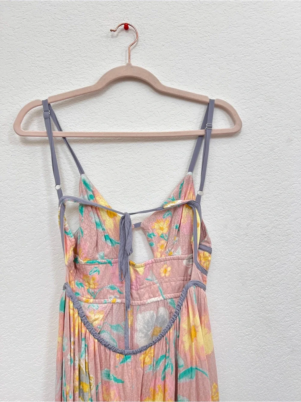 Free People Wisteria Maxi Dress Small Pink Floral Sleeveless Boho Romantic